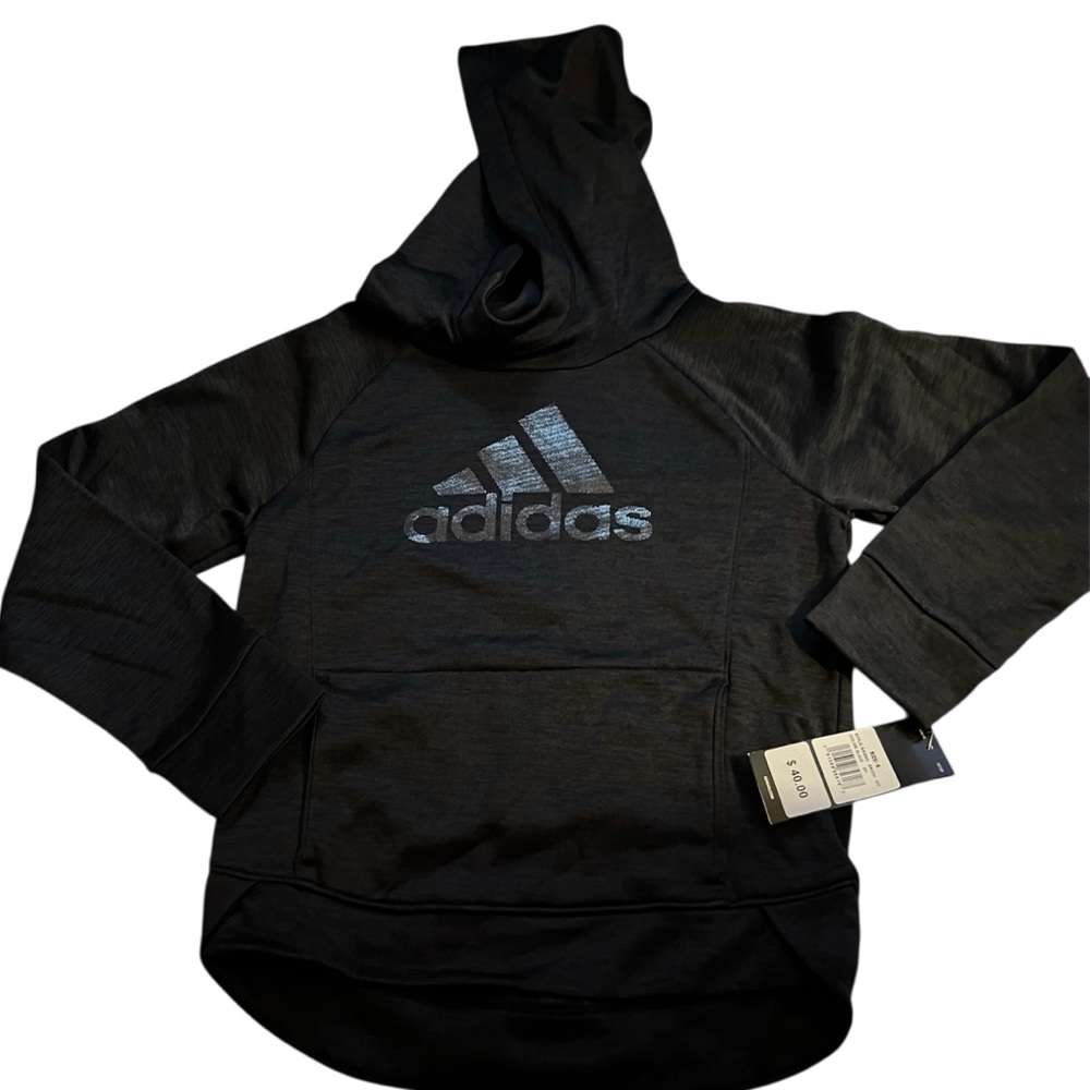 Adidas Black Hoodie with Silver Logo NWT - Picture 3 of 9